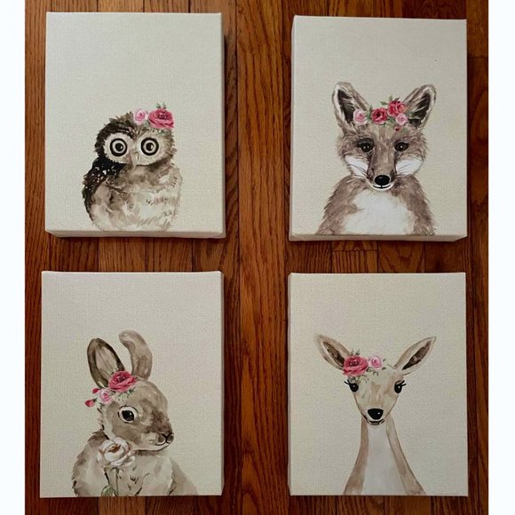 Other - Wall Art: Woodland Creatures Canvases, Set of 4
